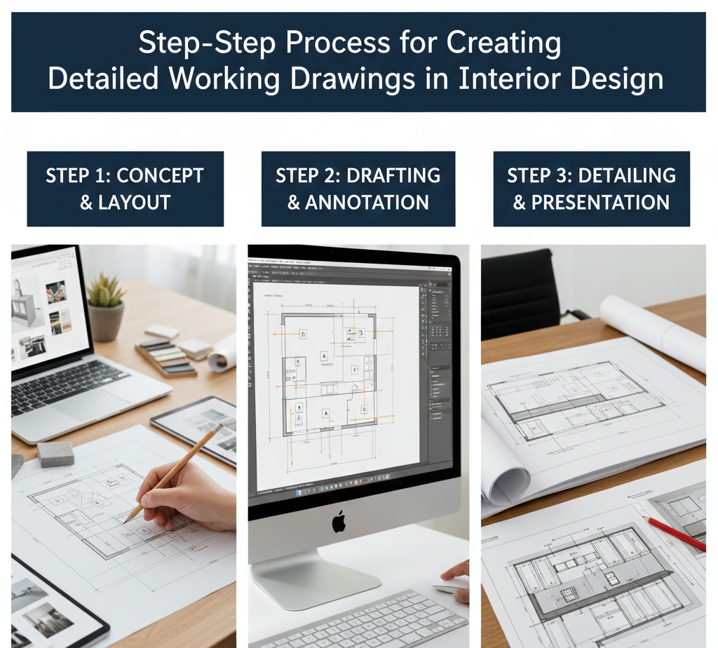 Interior design drawing process